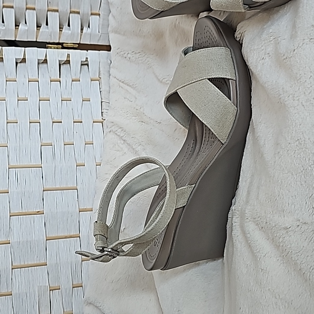 Crocs Cream Beige Wedge Sandal - 10